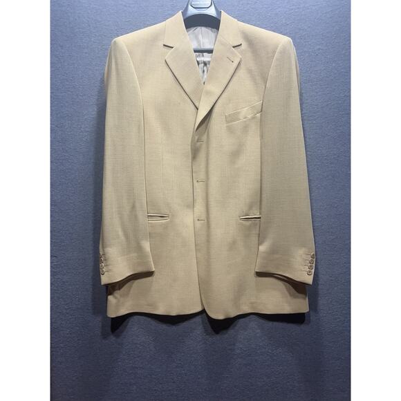 Zanetti Mens Wool Blazer Jacket Beige Size 58R Made in Italy NWOT - Picture 3 of 12